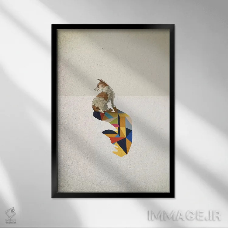 تابلو دکوراتیو سایه متحرک سگ اثر جیسون رتلیف - نمای قابدار مشکی