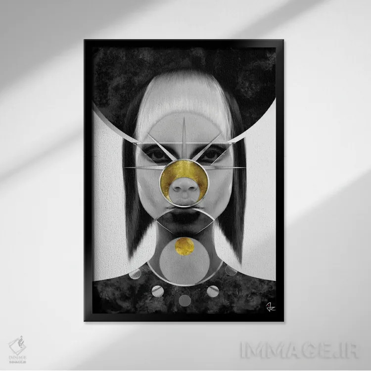 تابلو دکوراتیو رمزنگاری اثر جولیو روسی - نمای قابدار مشکی