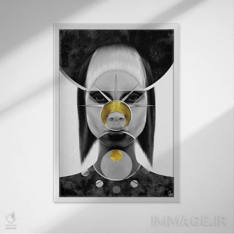 تابلو دکوراتیو رمزنگاری اثر جولیو روسی - نمای قابدار سفید