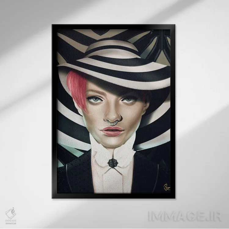 تابلو دکوراتیو راه راه ها اثر جولیو روسی - نمای قابدار مشکی