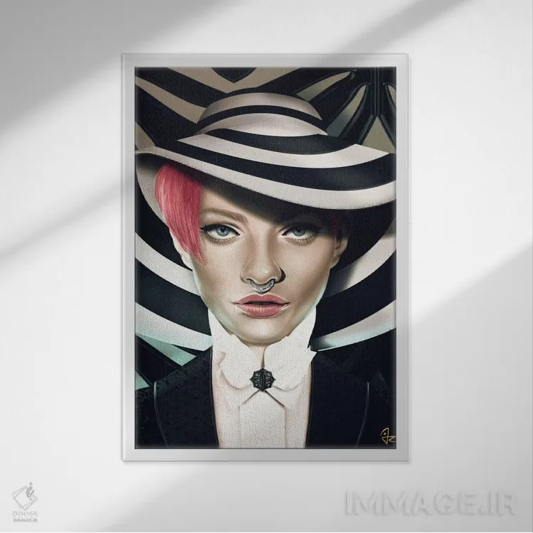 تابلو دکوراتیو راه راه ها اثر جولیو روسی - نمای قابدار سفید