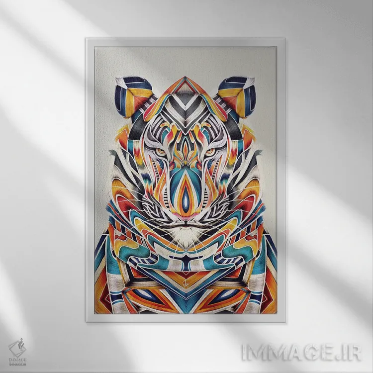 تابلو دکوراتیو تایگر اثر جولیو روسی - نمای قابدار سفید