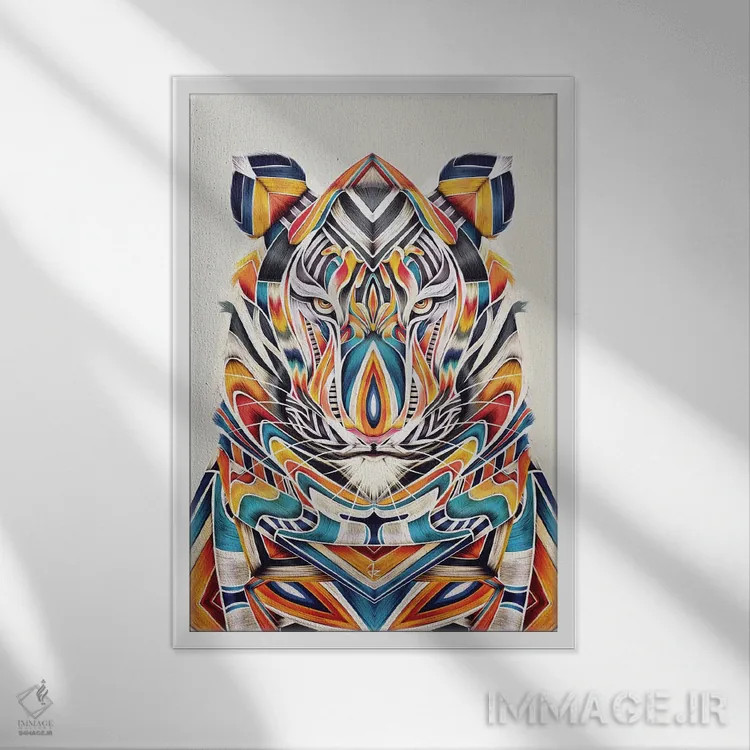 تابلو دکوراتیو تایگر اثر جولیو روسی - نمای قابدار سفید