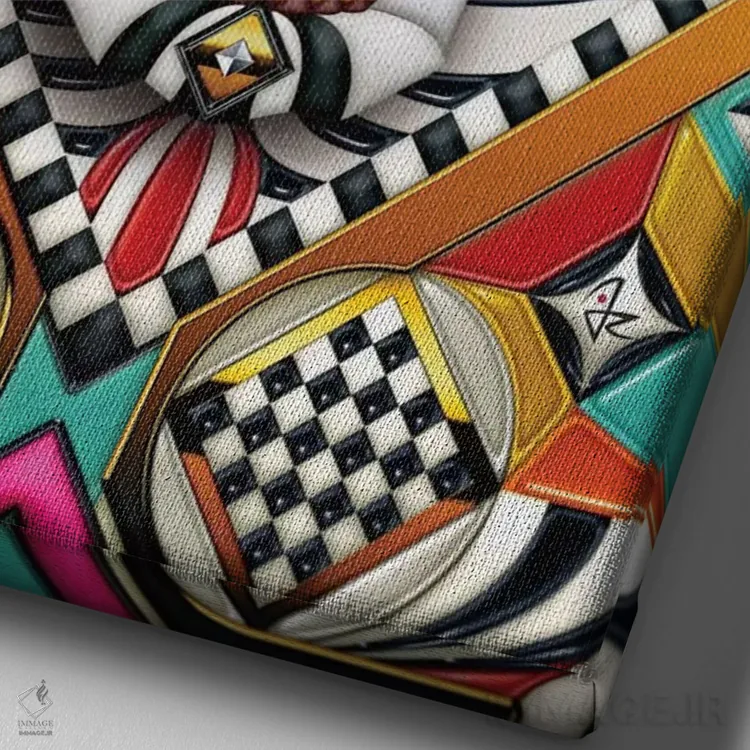 تابلو دکوراتیو جمجمه هندسی اثر جولیو روسی - نمای نزدیک بافت بوم