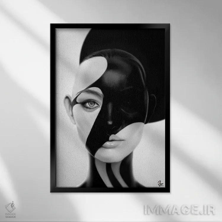 تابلو دکوراتیو نقاب سیاه اثر جولیو روسی - نمای قابدار مشکی