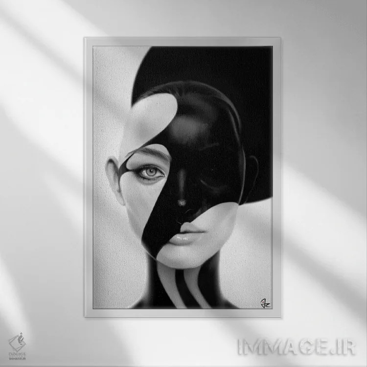 تابلو دکوراتیو نقاب سیاه اثر جولیو روسی - نمای قابدار سفید