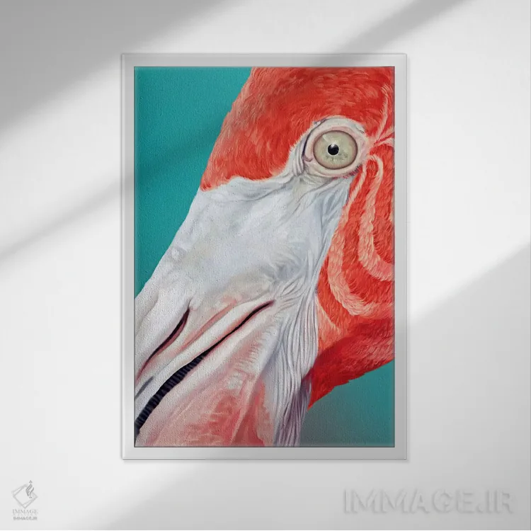 تابلو دکوراتیو فلامینگو اثر جولیو روسی - نمای قابدار سفید