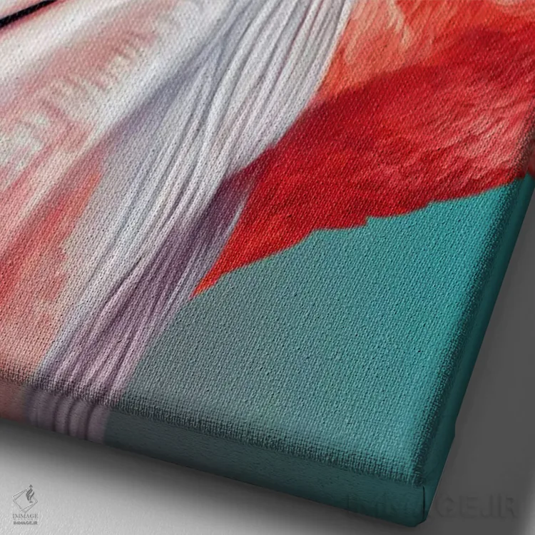 تابلو دکوراتیو فلامینگو اثر جولیو روسی - نمای نزدیک بافت بوم