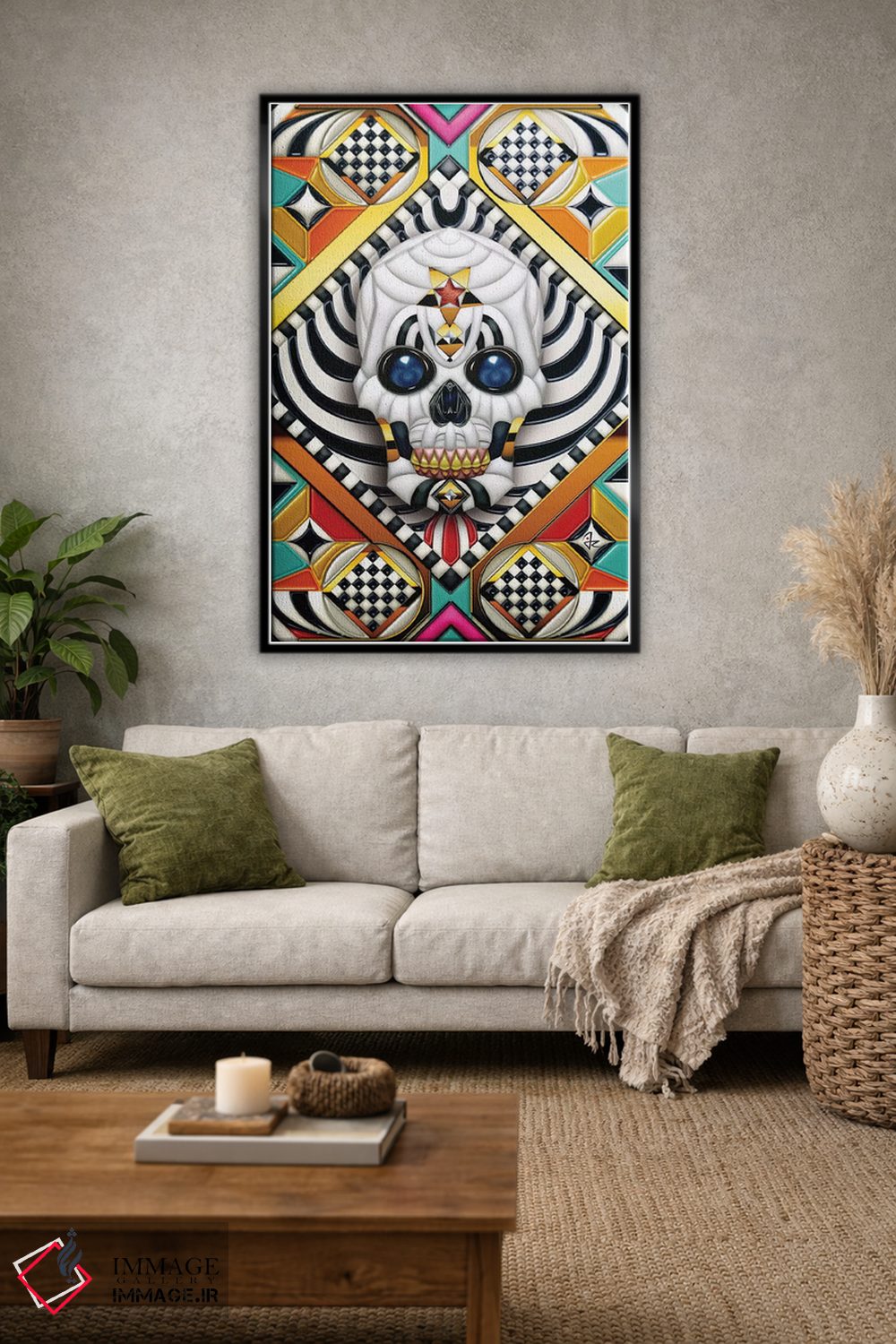 تابلو دکوراتیو جمجمه هندسی اثر جولیو روسی - D1B