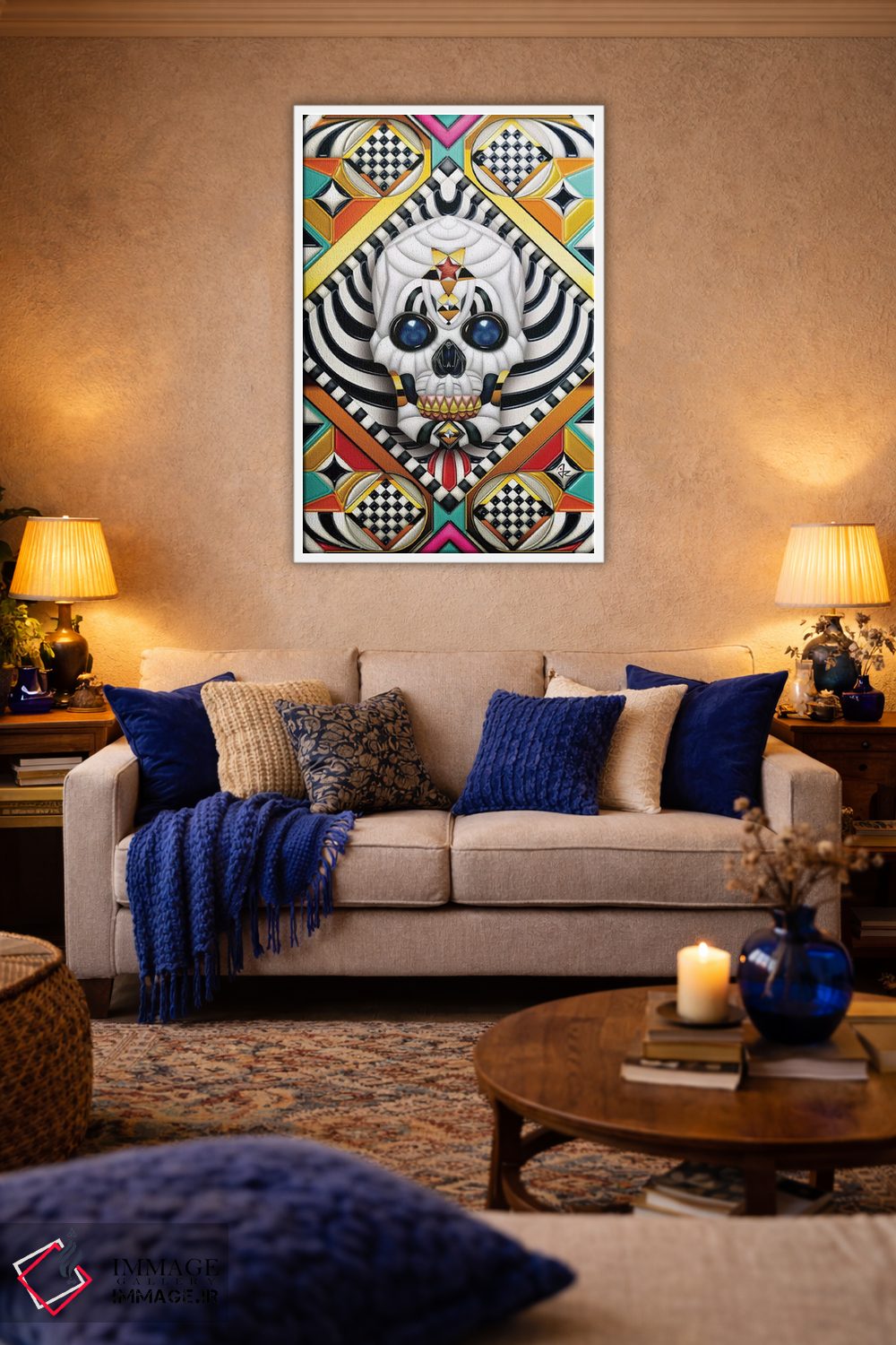 تابلو دکوراتیو جمجمه هندسی اثر جولیو روسی - D3W