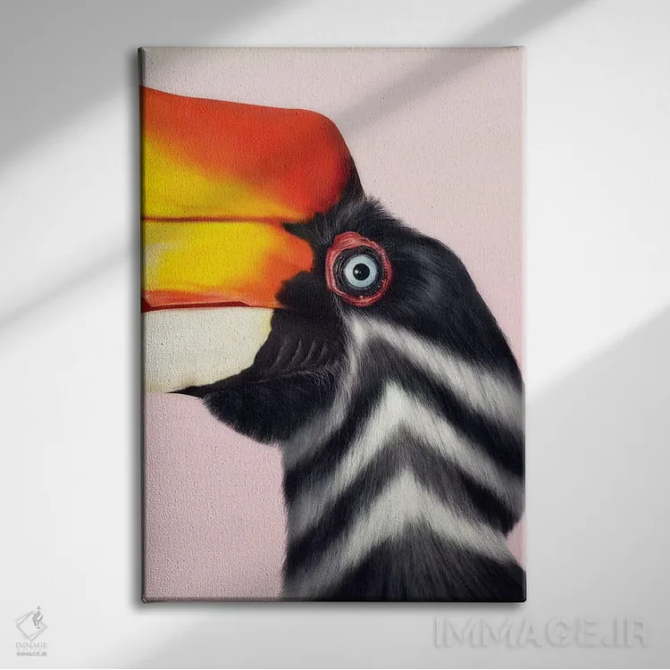 تابلو دکوراتیو راینوکروس هورنبیل اثر جولیو روسی - نمای روبهرو روی دیوار