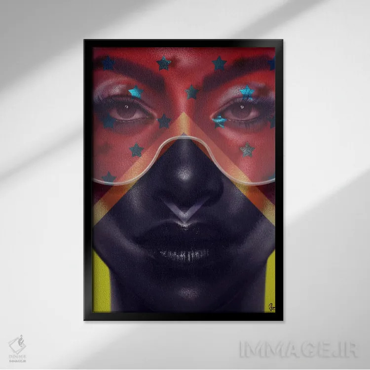 تابلو دکوراتیو ستاره ها و راه راه ها اثر جولیو روسی - نمای قابدار مشکی