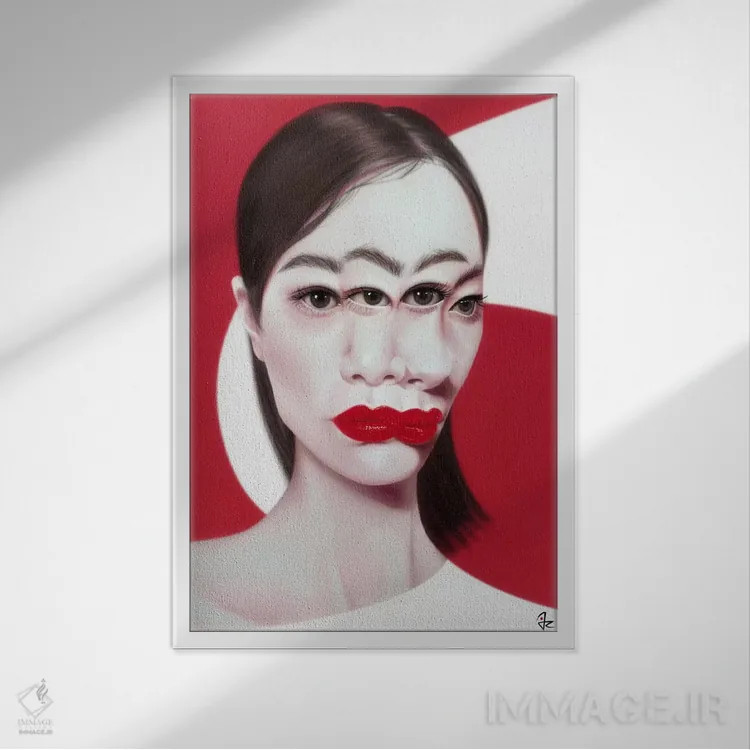 تابلو دکوراتیو اختلال تصویری اثر جولیو روسی - نمای قابدار سفید