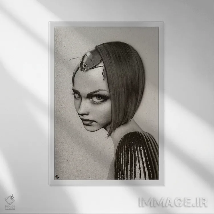 تابلو دکوراتیو حشره شکل یک اثر جولیو روسی - نمای قابدار سفید