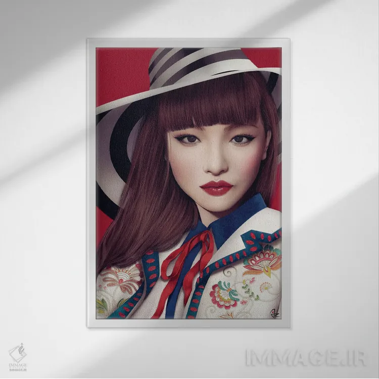 تابلو دکوراتیو سرخی گیلاس اثر جولیو روسی - نمای قابدار سفید