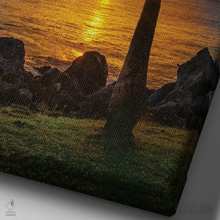 تابلو دکوراتیو غروب خورشید بر مائوئی اثر عکاسی جاناتان راس - نمای نزدیک بافت بوم