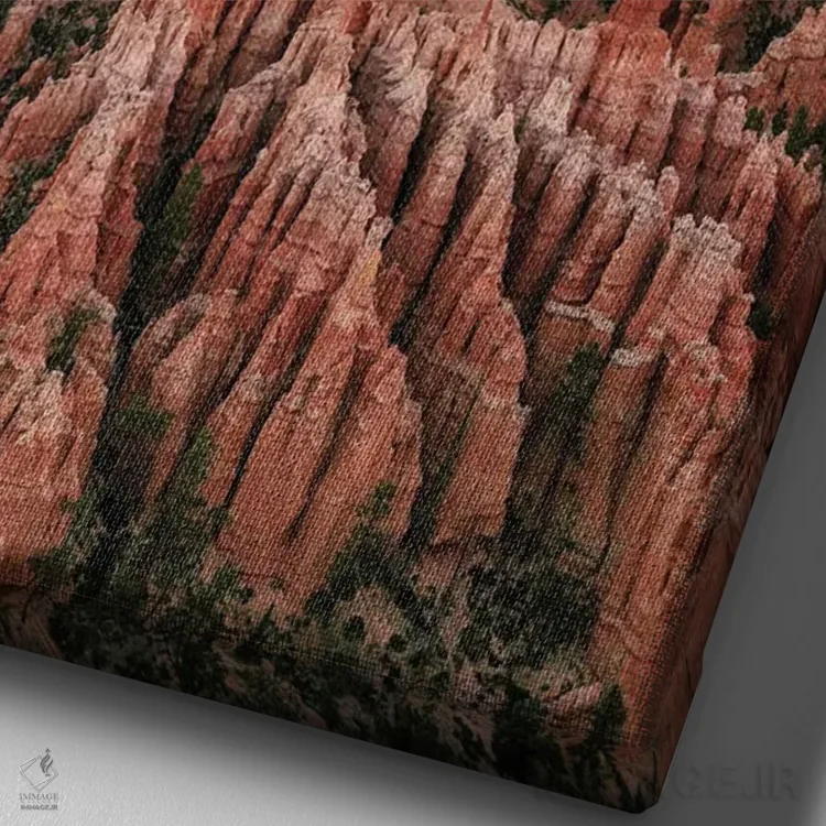 تابلو دکوراتیو غروب در پارک ملی برایس کنیون اثر عکاسی جاناتان راس - نمای نزدیک بافت بوم