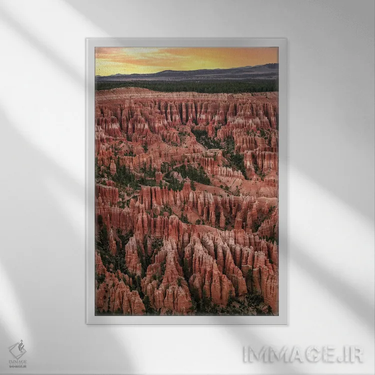 تابلو دکوراتیو غروب در پارک ملی برایس کنیون اثر عکاسی جاناتان راس - نمای قابدار سفید
