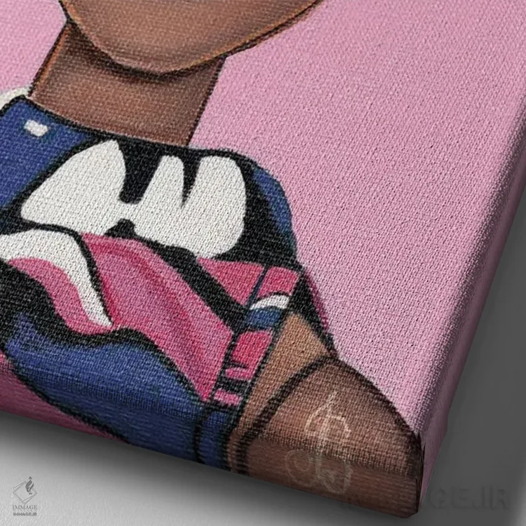 تابلو دکوراتیو زیبایی آفریقایی اثر هنر رترو جولی - نمای نزدیک بافت بوم