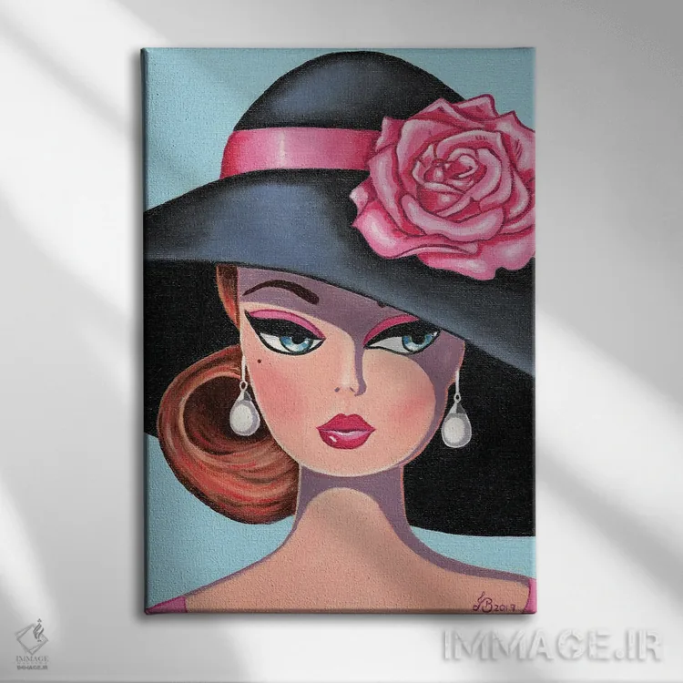 تابلو دکوراتیو رز ابریشمی صورتی اثر هنر رترو جولی - نمای روبهرو روی دیوار