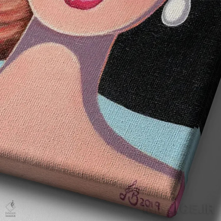 تابلو دکوراتیو رز ابریشمی صورتی اثر هنر رترو جولی - نمای نزدیک بافت بوم