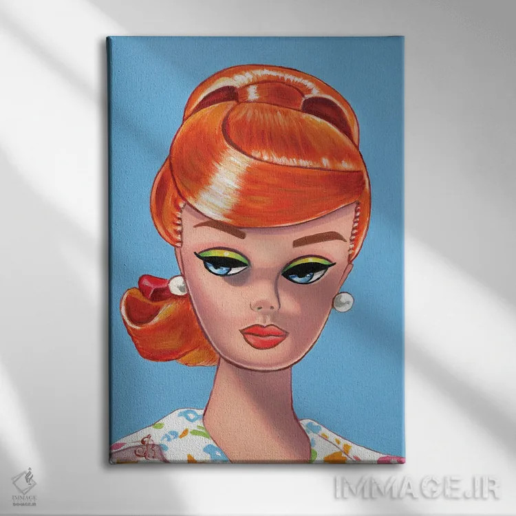 تابلو دکوراتیو موی قرمز اثر هنر رترو جولی - نمای روبهرو روی دیوار