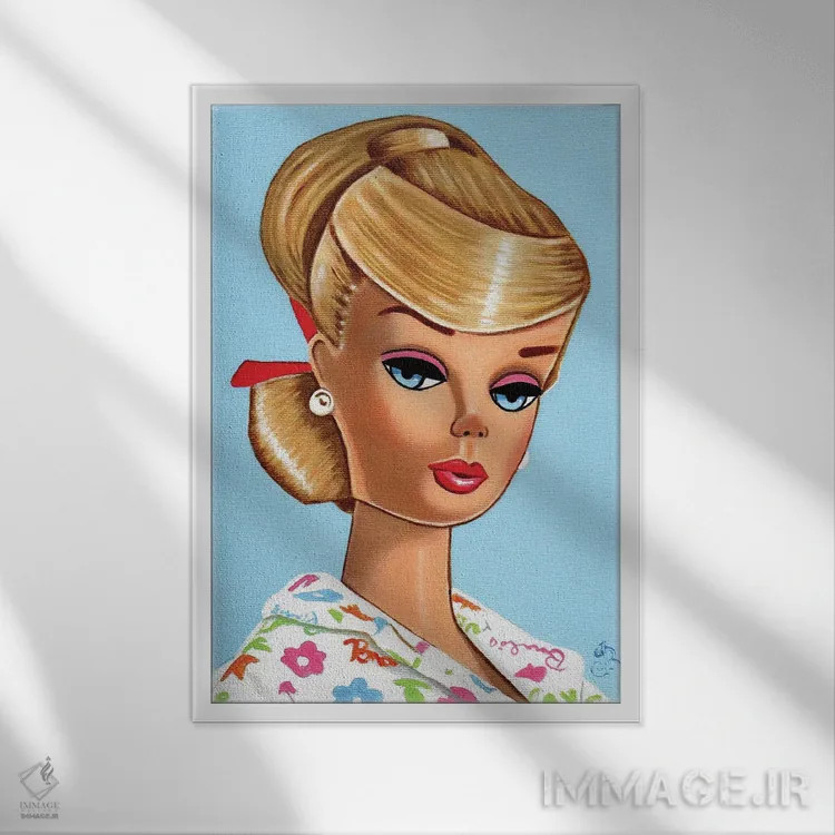 تابلو دکوراتیو پیچش بلوند اثر هنر رترو جولی - نمای قابدار سفید