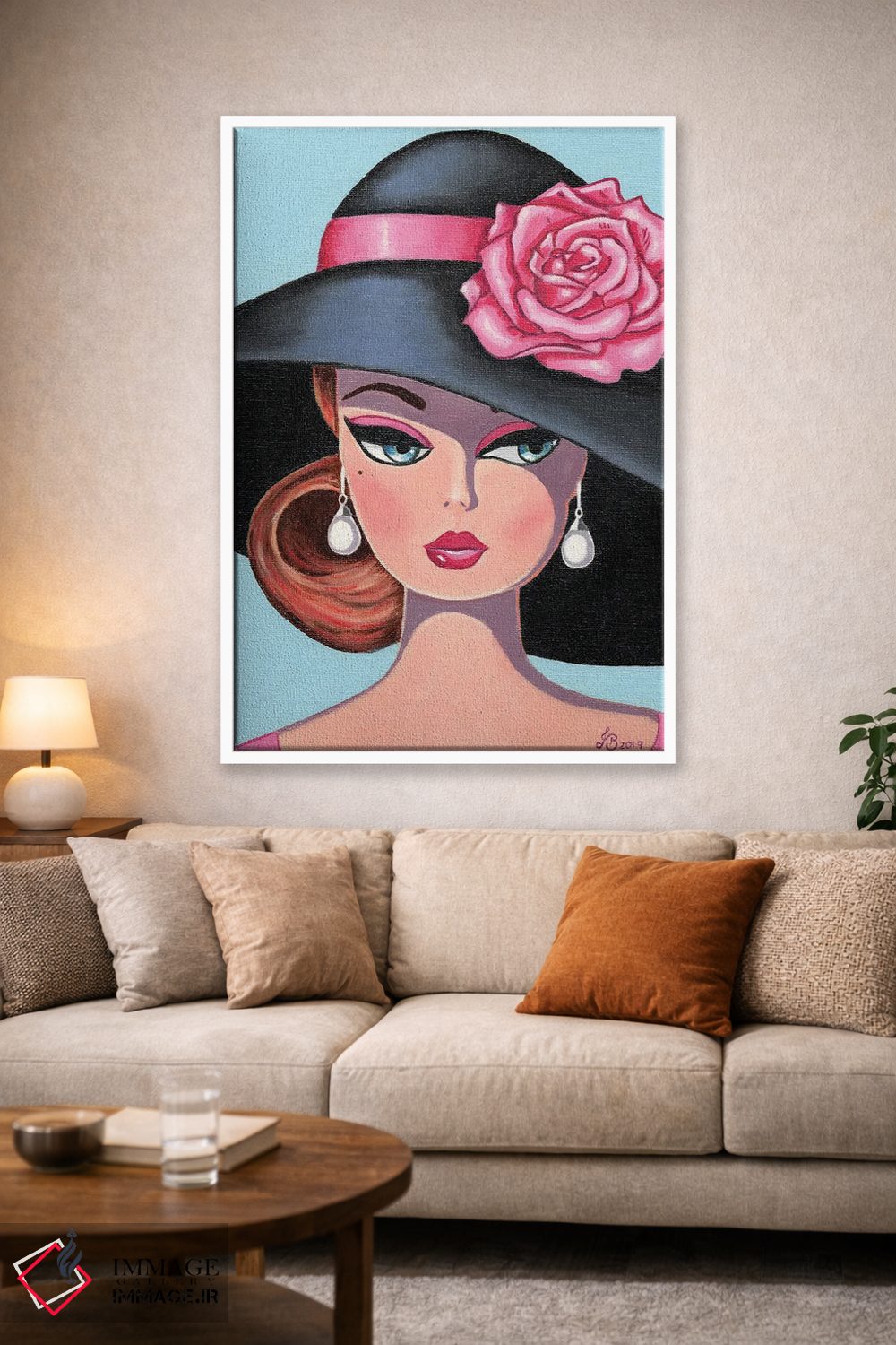 تابلو دکوراتیو رز ابریشمی صورتی اثر هنر رترو جولی - D1W