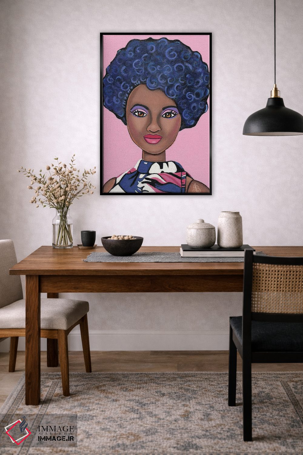 تابلو دکوراتیو زیبایی آفریقایی اثر هنر رترو جولی - D4B