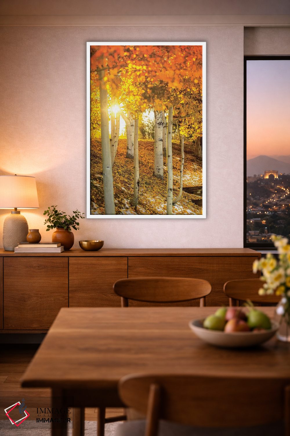 تابلو دکوراتیو پرتوی خورشید میان درختان آسپن اثر عکاسی جاناتان راس - D3W