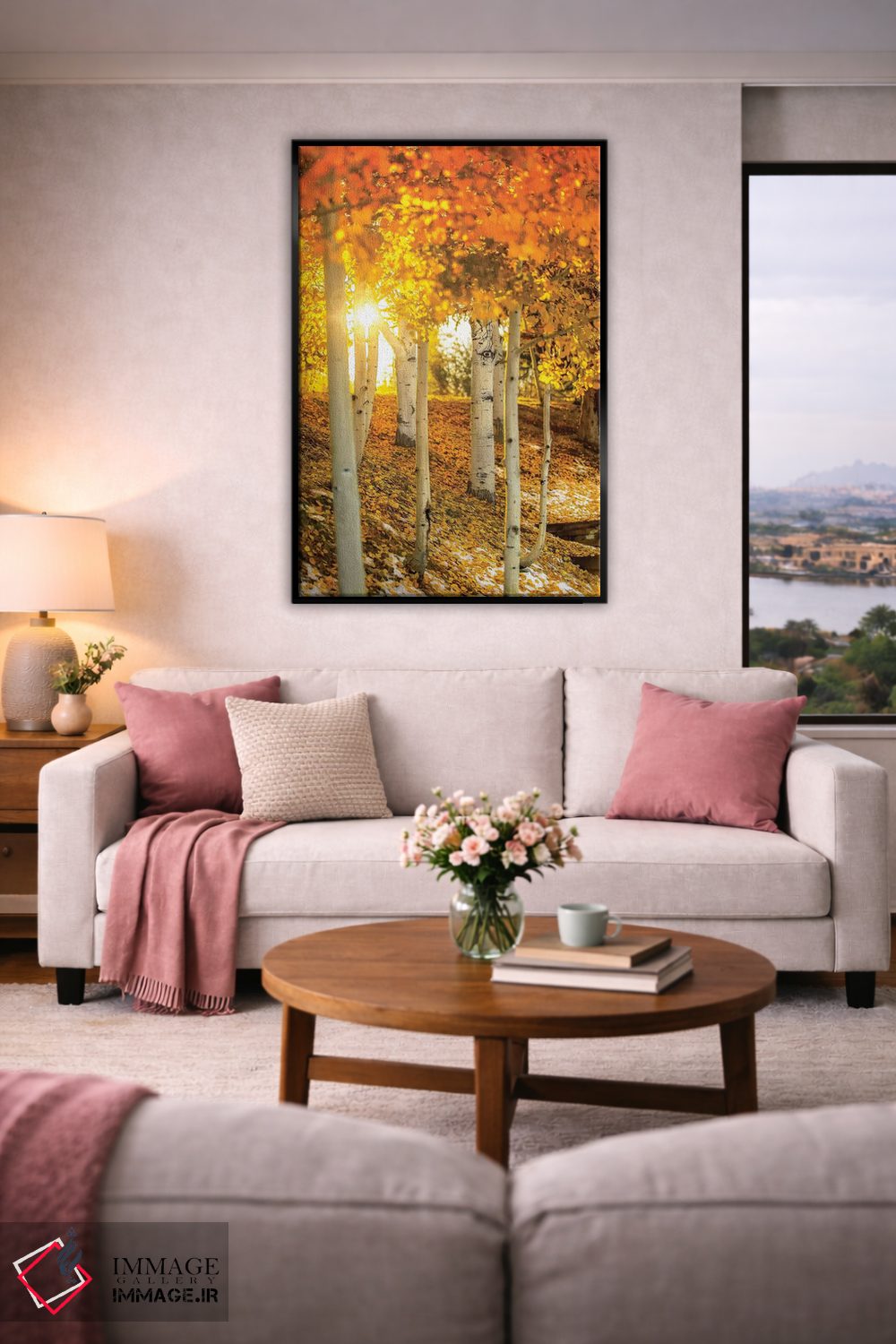 تابلو دکوراتیو پرتوی خورشید میان درختان آسپن اثر عکاسی جاناتان راس - D5B