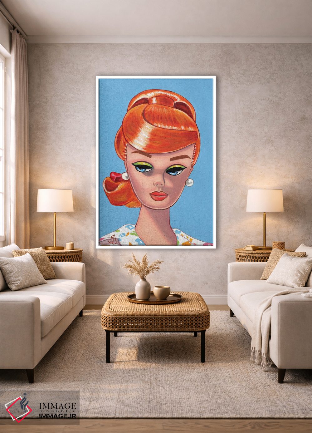 تابلو دکوراتیو موی قرمز اثر هنر رترو جولی - D1W