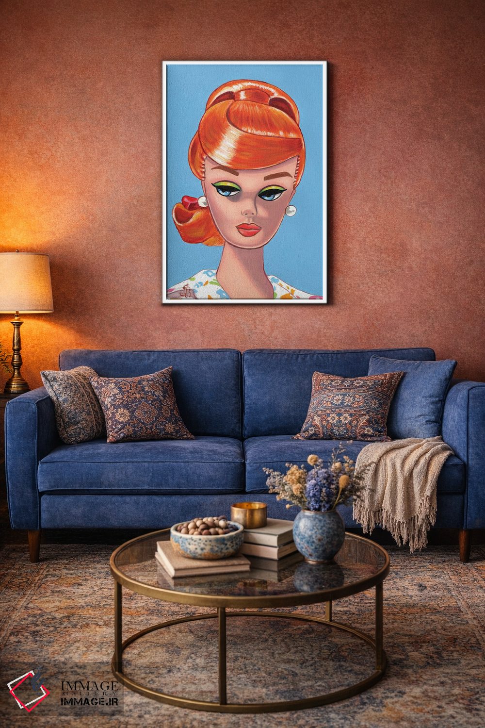 تابلو دکوراتیو موی قرمز اثر هنر رترو جولی - D3W