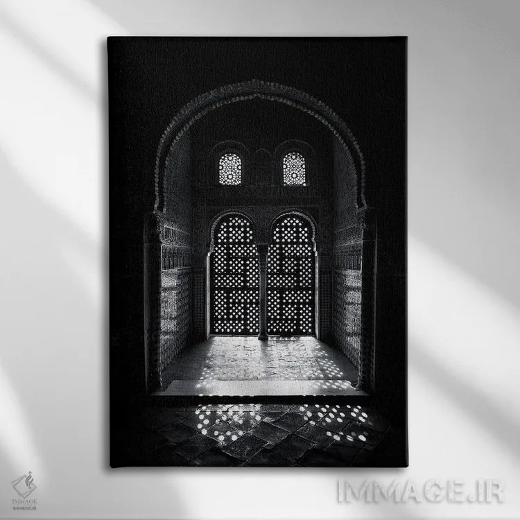 تابلو دکوراتیو Alhambra, Spain,پنجره عربسک الحمرا، اسپانیا اثر جین ریکس - نمای روبهرو روی دیوار