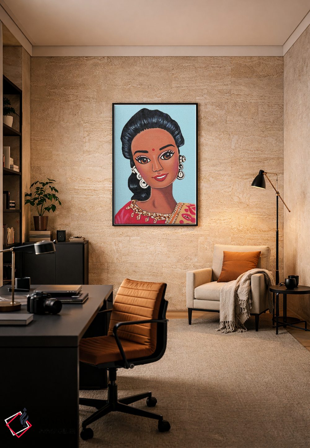 تابلو دکوراتیو هند اثر هنر رترو جولی - D6B