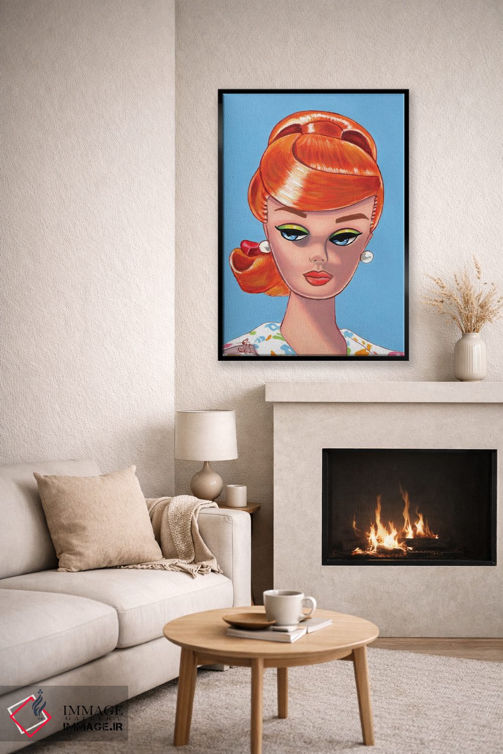 تابلو دکوراتیو موی قرمز اثر هنر رترو جولی - D6B