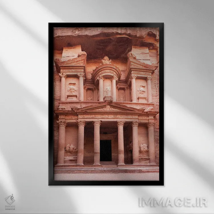 تابلو دکوراتیو Petra,خزانه باستانی، پترا اثر جین ریکس - نمای قابدار مشکی