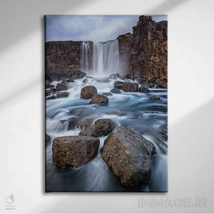 تابلو دکوراتیو Thingvellir National Park, Iceland,آبشار اوکسارافوس، پارک ملی… اثر جین ریکس - نمای روبهرو روی دیوار