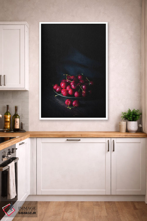 تابلو دکوراتیو گیلاس های شیرین روی بشقاب قلعی اثر جین ریکس - D3W