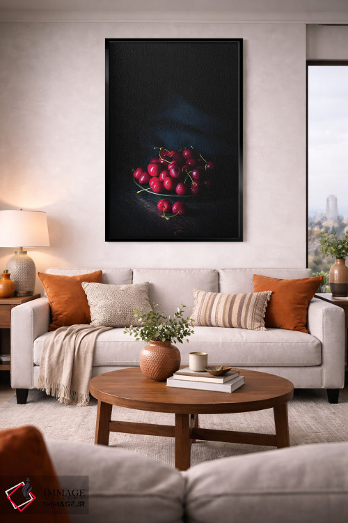 تابلو دکوراتیو گیلاس های شیرین روی بشقاب قلعی اثر جین ریکس - D2B