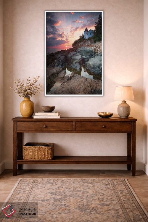 تابلو دکوراتیو Mount Desert Island, Maine, USA,غروب در فانوس دریایی بندر بس… اثر جین ریکس - D2W
