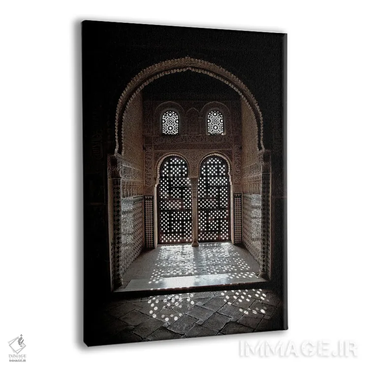 تابلو دکوراتیو Alhambra, Spain,پنجره عربسک در نور خورشید، الحمرا، اسپانیا اثر جین ریکس - نمای پرسپکتیو محصول