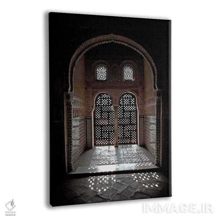 تابلو دکوراتیو Alhambra, Spain,پنجره عربسک در نور خورشید، الحمرا، اسپانیا اثر جین ریکس - نمای پرسپکتیو محصول