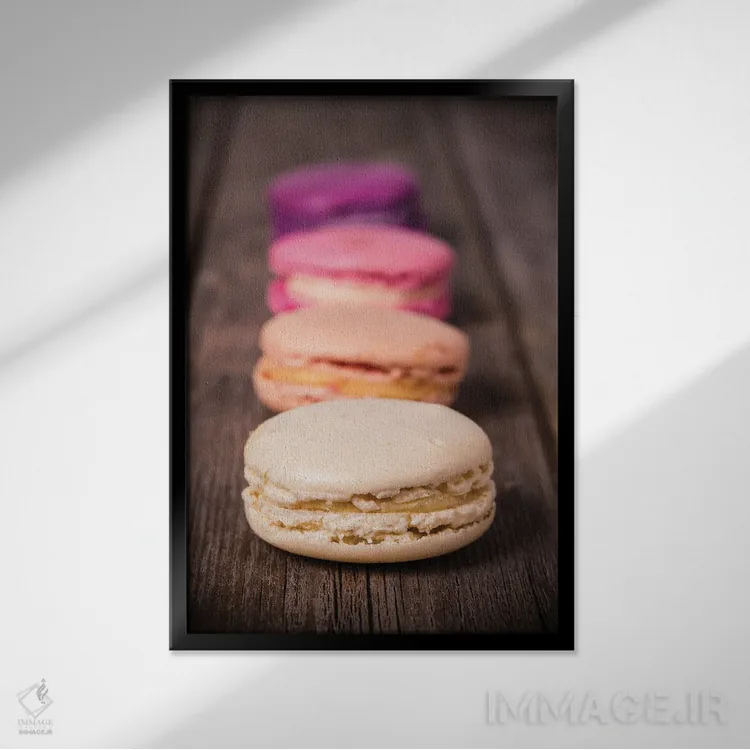 تابلو دکوراتیو انواع ماکارون اثر جین ریکس - نمای قابدار مشکی