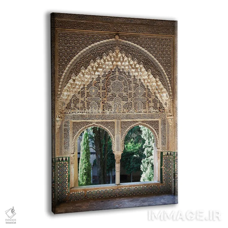 تابلو دکوراتیو Alhambra, Spain,پنجره با طراحی موریس الحمرا، اسپانیا اثر جین ریکس - نمای پرسپکتیو محصول