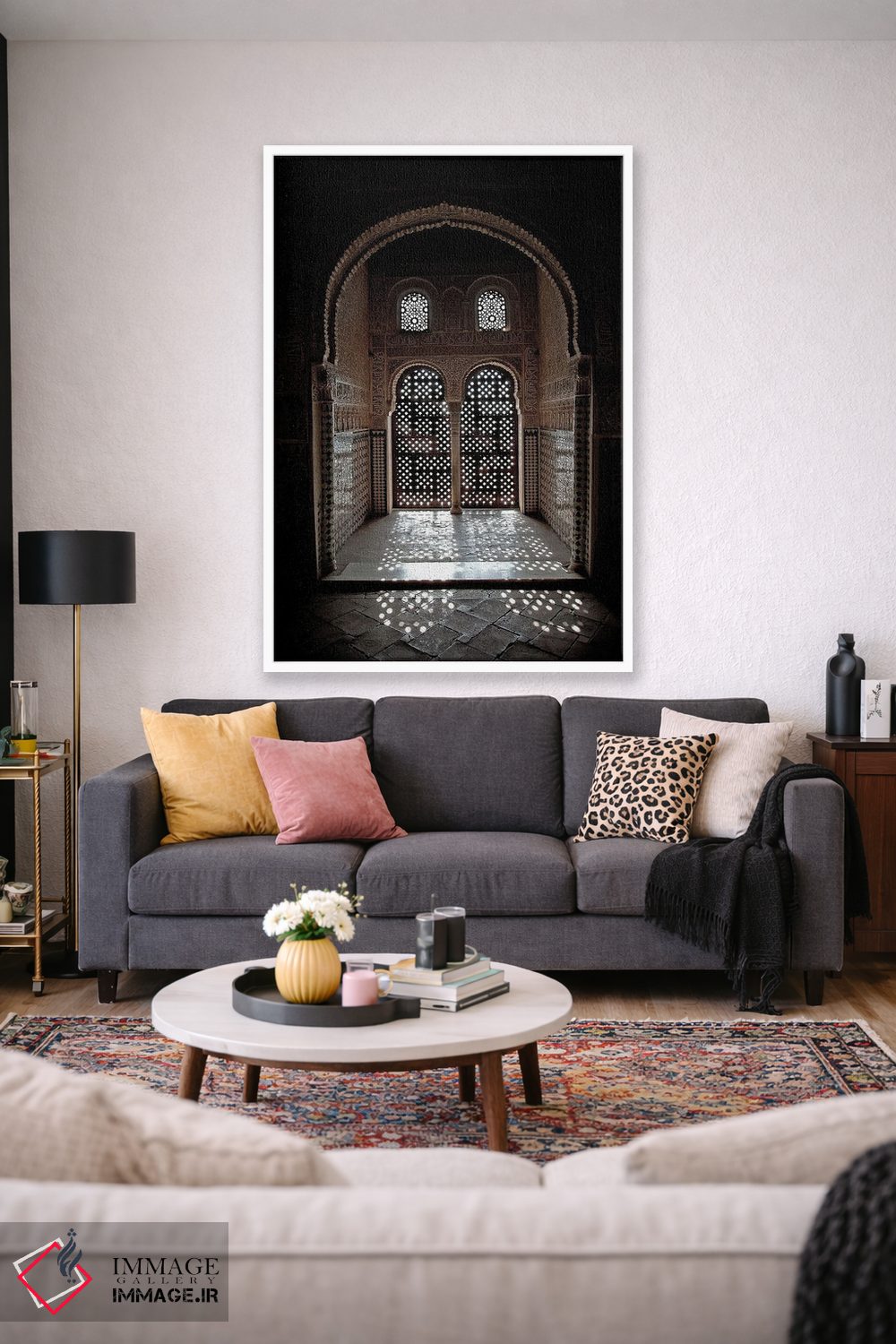 تابلو دکوراتیو Alhambra, Spain,پنجره عربسک در نور خورشید، الحمرا، اسپانیا اثر جین ریکس - D1W