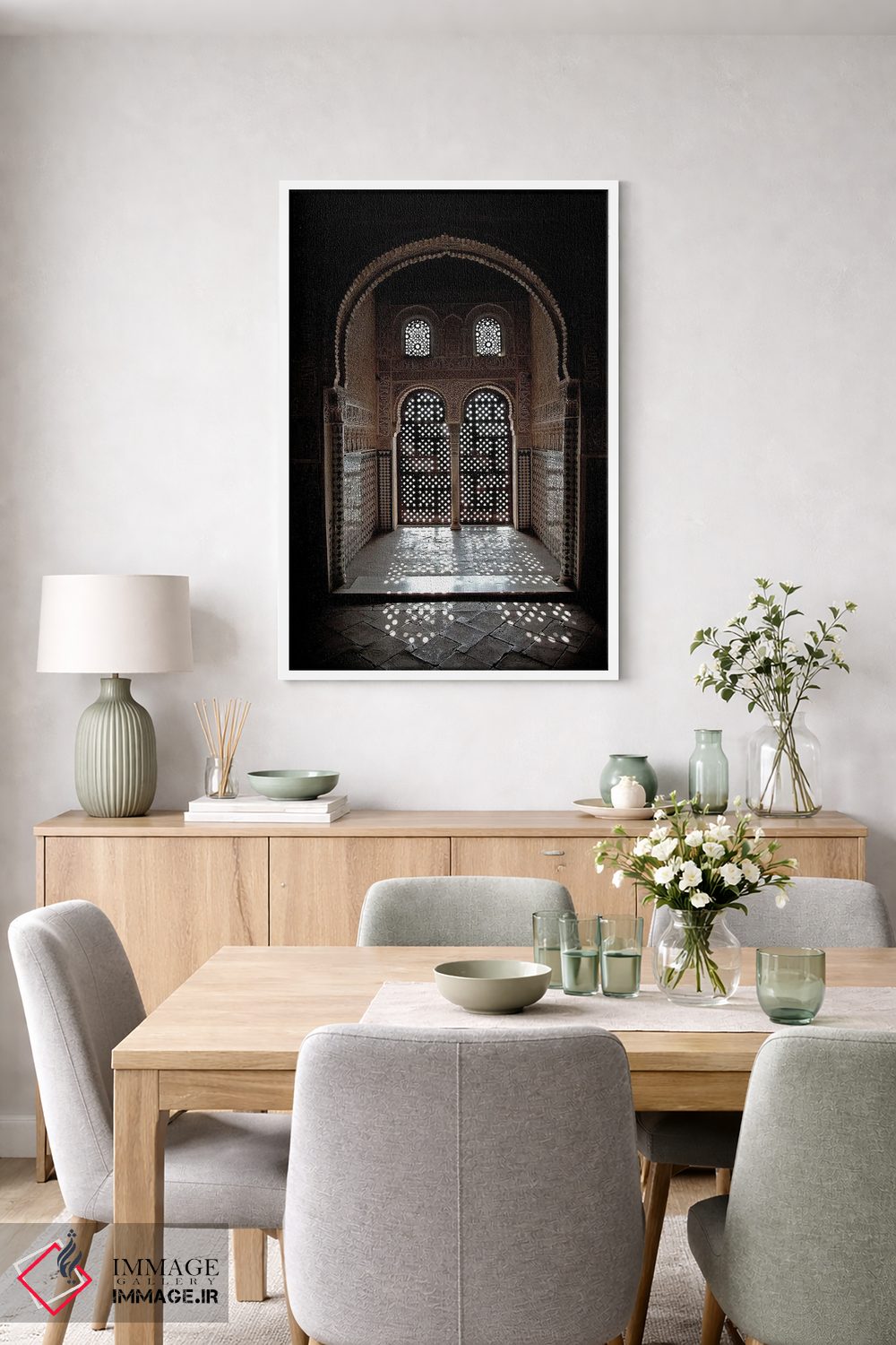 تابلو دکوراتیو Alhambra, Spain,پنجره عربسک در نور خورشید، الحمرا، اسپانیا اثر جین ریکس - D5W