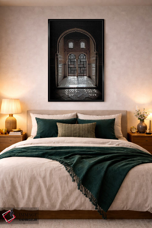 تابلو دکوراتیو Alhambra, Spain,پنجره عربسک در نور خورشید، الحمرا، اسپانیا اثر جین ریکس - D3B