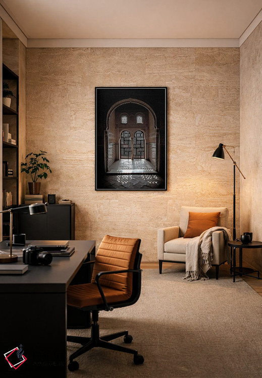 تابلو دکوراتیو Alhambra, Spain,پنجره عربسک در نور خورشید، الحمرا، اسپانیا اثر جین ریکس - D6B