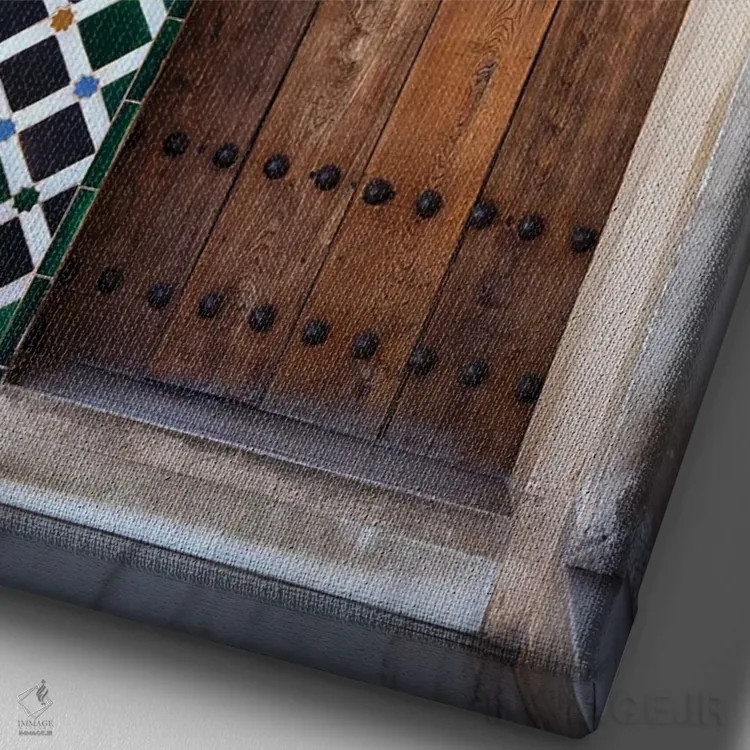 تابلو دکوراتیو Spain,جزئیات درب الحمرا، اسپانیا اثر جین ریکس - نمای نزدیک بافت بوم